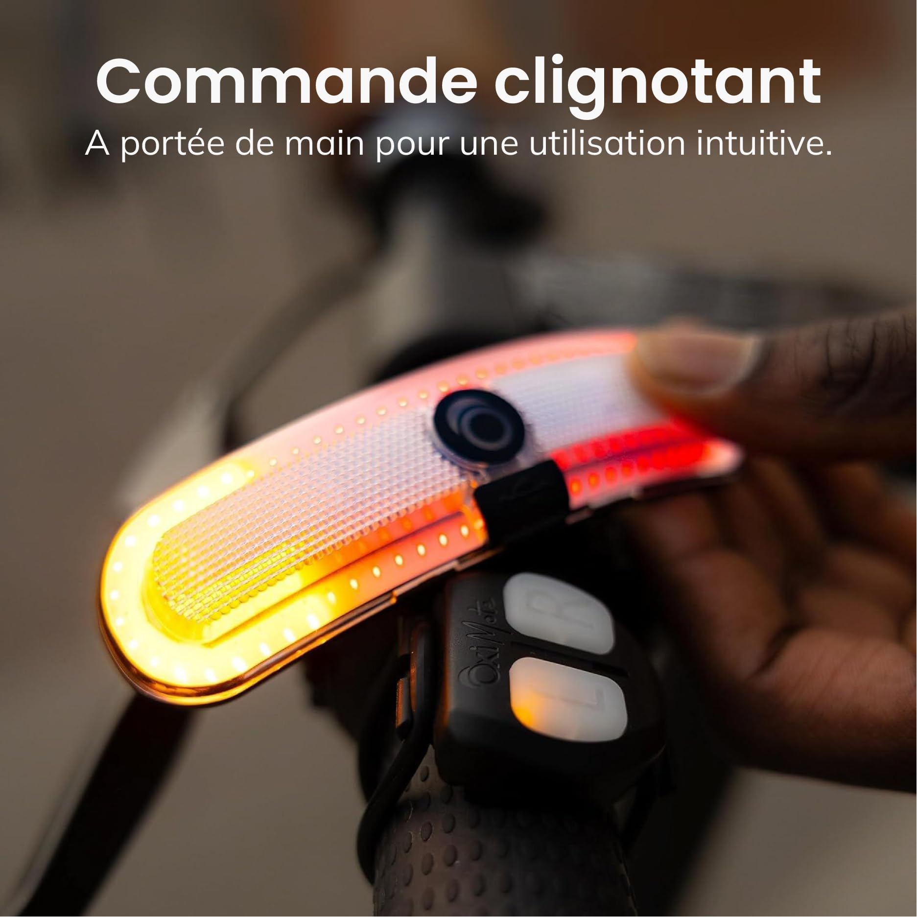 Overade Innovation Française - Éclairage Turn Pour Casque Vélo Et Trottinette, Rouge Avec Clignotants Droit-Gauche, Télécommande Oximote Incluse, Fonction Feu Stop En Option.