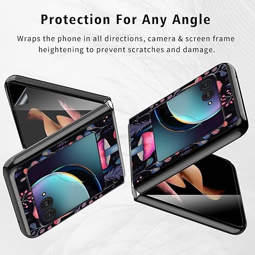 Vista 29 de Funda para Motorola Moto Razr Plus 2023 con protección de pantalla, cubierta trasera de policarbonato duro delgada y ultrafina con patrón de estante