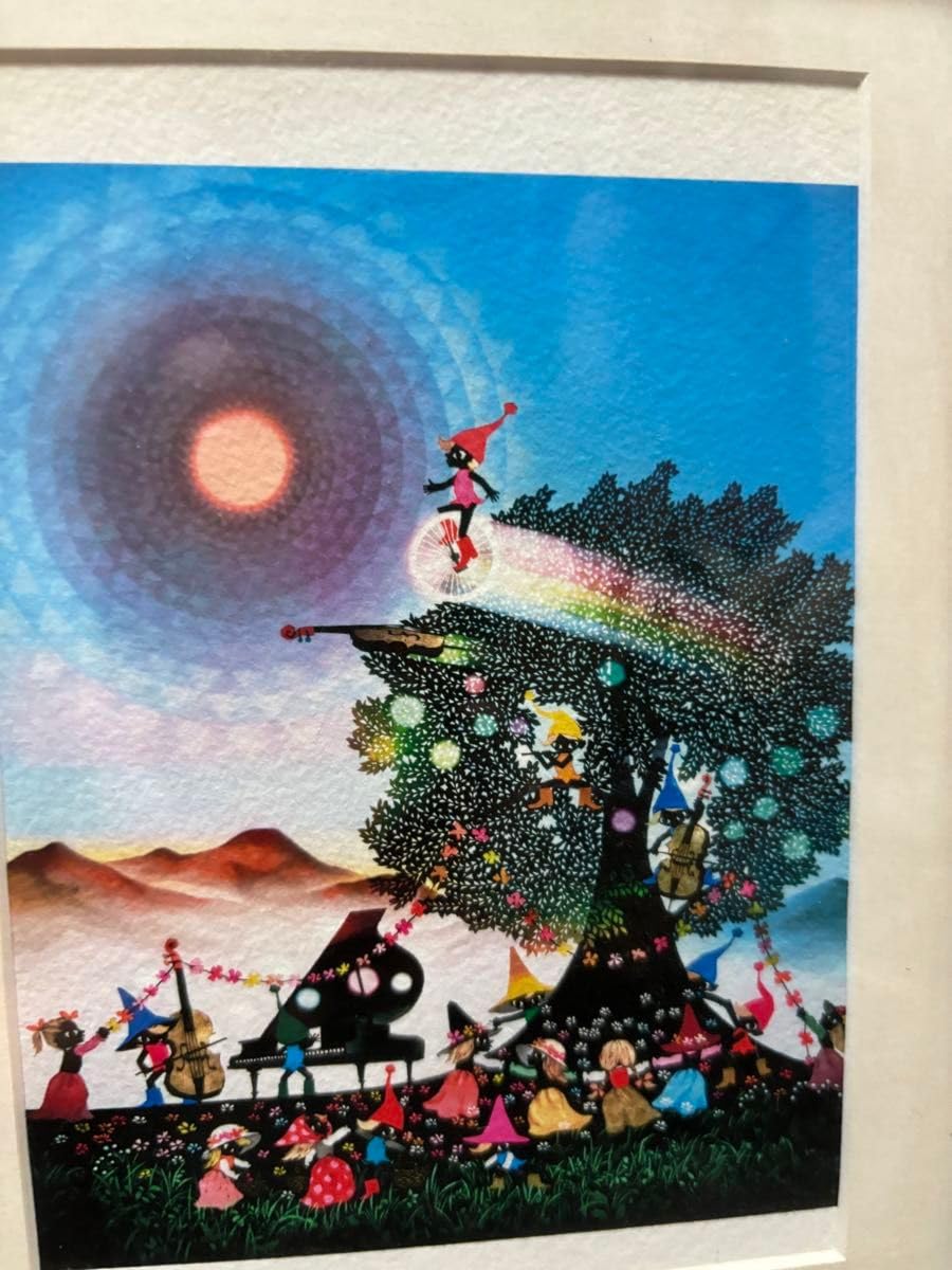 藤城清治　絵画 Amazon.co.jp: 絵画 藤城清治 小人たちのパーティ 額 、 品 : ホビー