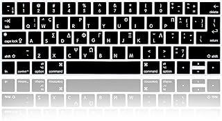 XHLWZR Greek Language Silicone Gel Keyboard Cover Skin Protector for MacBook Pro with Touch Bar 13-inch 15-inch (A2159,A1989,A1990,A1706,A1707)(2019 2018 2017 2016) US and EU Layout Protective Skin