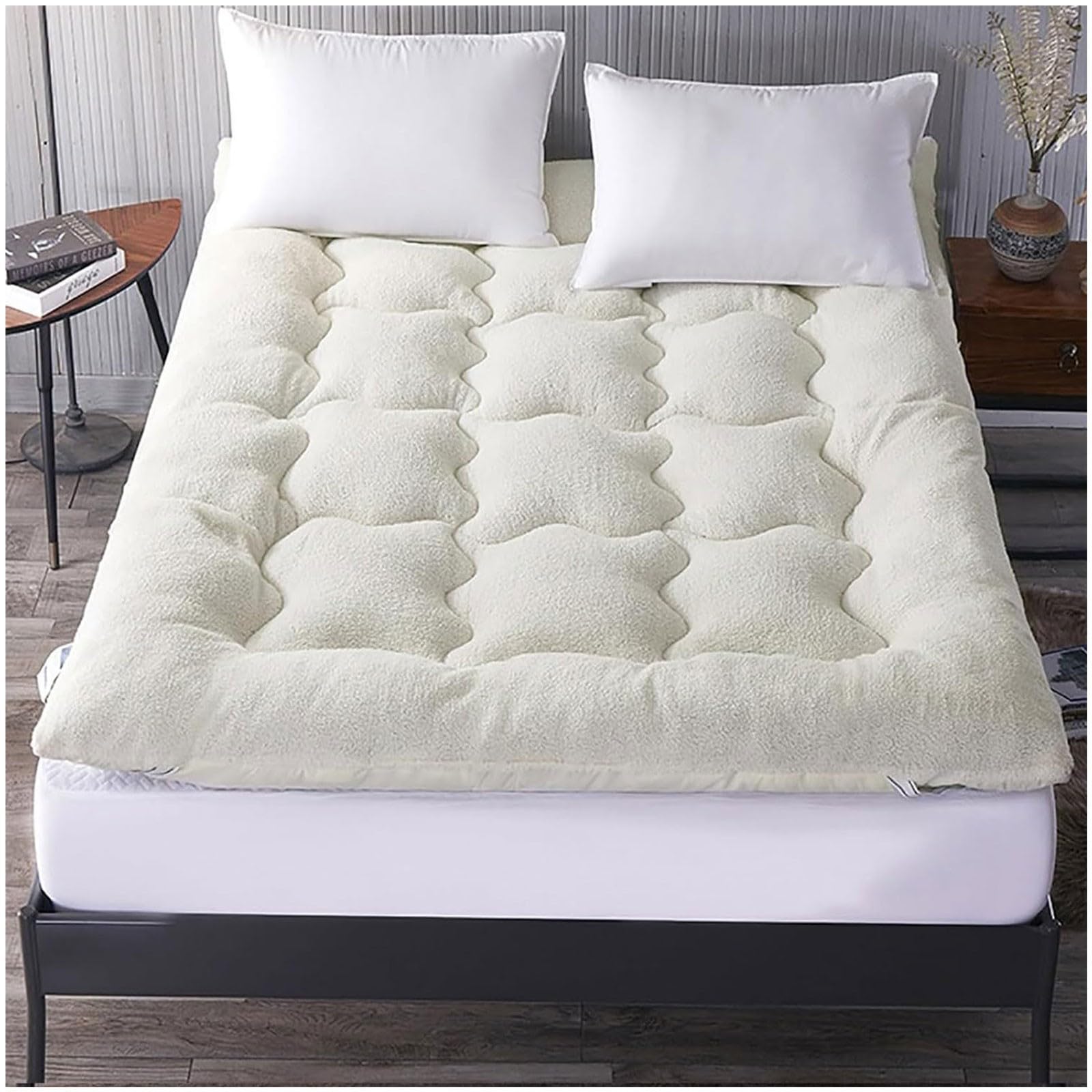 Colchón Todo Incluido Sábana Bajera Espesada Funda de Colchón 100% Algodón Soja Antideslizante Acolchado Colcha para Apartamento Dormitorio (Color : Marrón Tamaño: 200 x 220 cm)