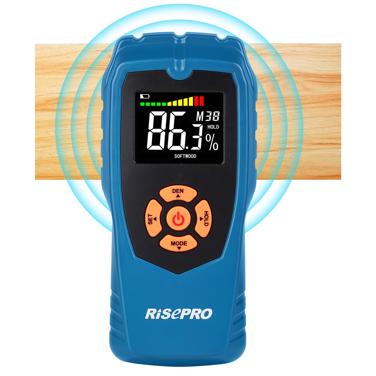 RISEPROPInless Non-Destructive Wood Moisture Detector Scanner for Firewood, Wall, Masonry, Softwood and Hardwood