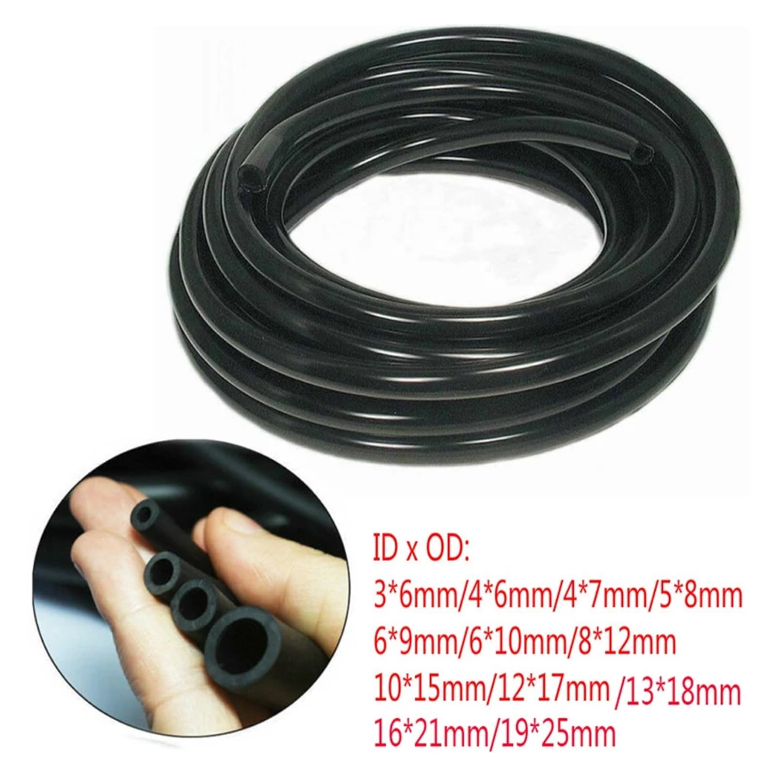 JrEam Tuyau en Caoutchouc Nitrile Noir 3M~1M, Tuyau de Distribution d'essence et de Diesel, 3mm~12mm est utilisé for fabriquer Un boîtier for Transporter l'eau(3M,5X8mm)