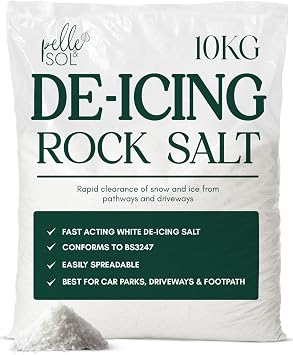 Pelle & Sol 10kg Rock Salt - Fast-Acting Deicing Salt for Melting Snow and Ice on Driveways, Paths & Roads - Rocksalt for Winter Safety - Snow Essentials, Prevents Freezing in Garden, Safe on Surfaces