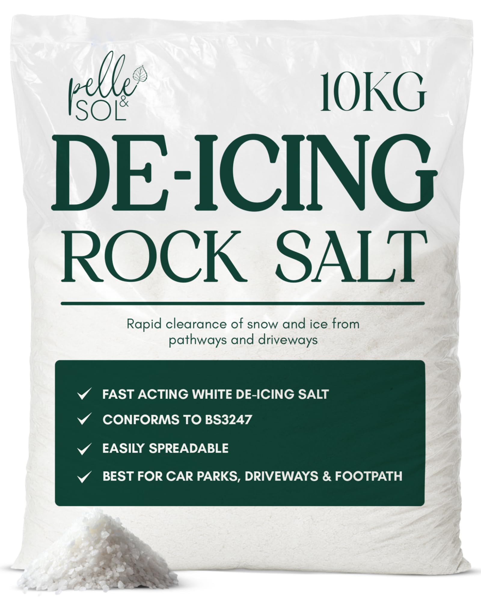 Pelle & Sol 10kg Fast Acting Deicing Salt for Driveways - White