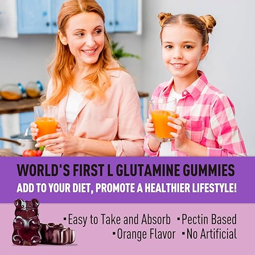 Miniatura 7 de L Glutamine - Gomitas de 1000 mg, alivio muscular y apoyo inmunológico, suplemento de aminoácidos con glicinato de magnesio, veganas y sin OMG, sin