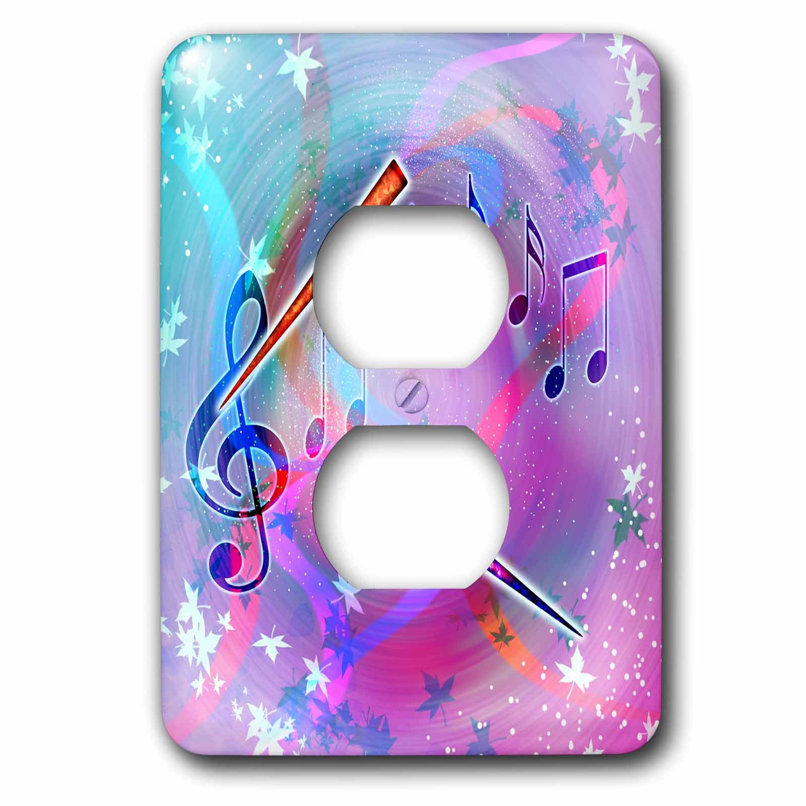 2 cache-prises thèmes musicaux et flûtes pastel 3dRose