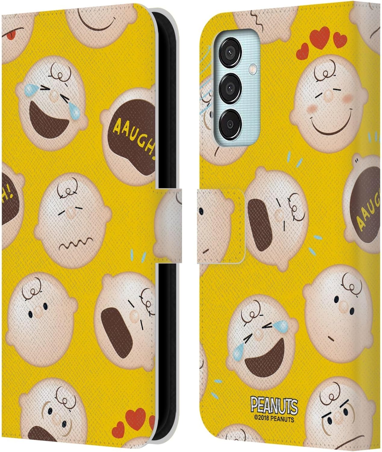 Head Case Designs Officially Licensed Peanuts Charlie Brown Character Patterns Leather Wallet Case Compatible with Samsung Galaxy M15/F15 5G