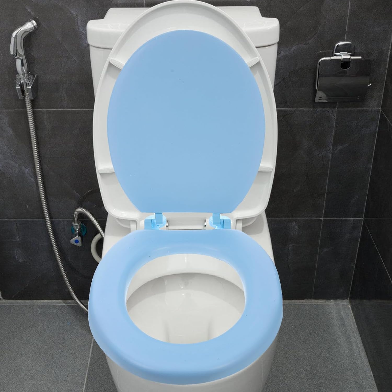 ORFOFE Foam Toilet Seat Cover Soft Padded Toilet Seat Comfortable Home Use Light Blue Oval/u-shape