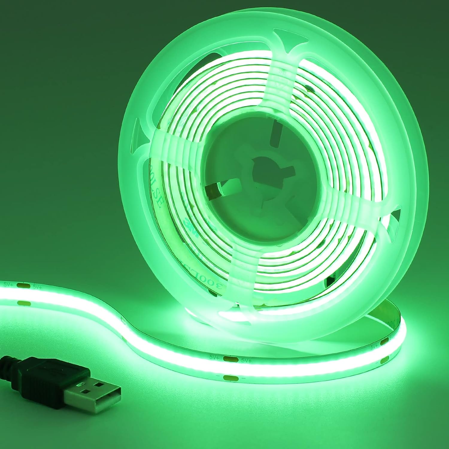 KXZM DC 5V USB COB Green LED Strip Light USB Powered 6.6ft