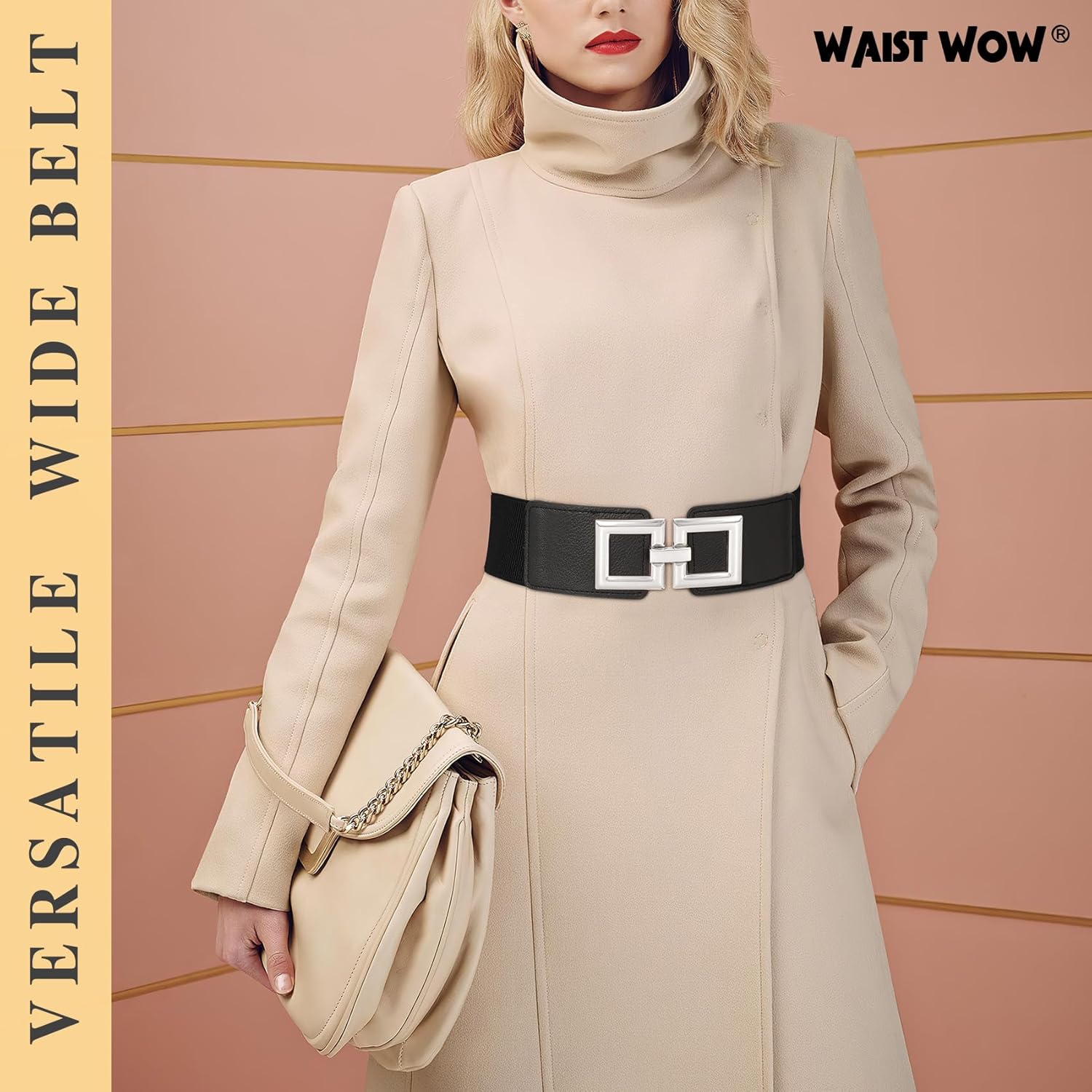 Wide Belts for Women Fashion Elastic Belt for Dresses Vintage Waist Belt Ladies Stretchy Belt Gold Buckle - Image 4