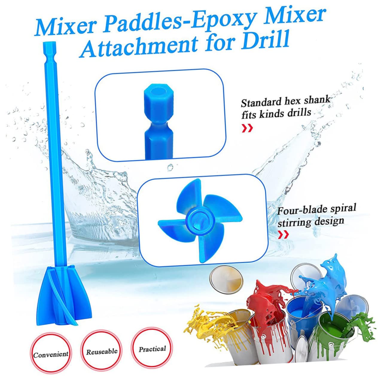 UKCOCO 24pezzi Miscelatore Per Vernici e Accessorio Per Trapano Design Per Mix Epoxy e Fluidi