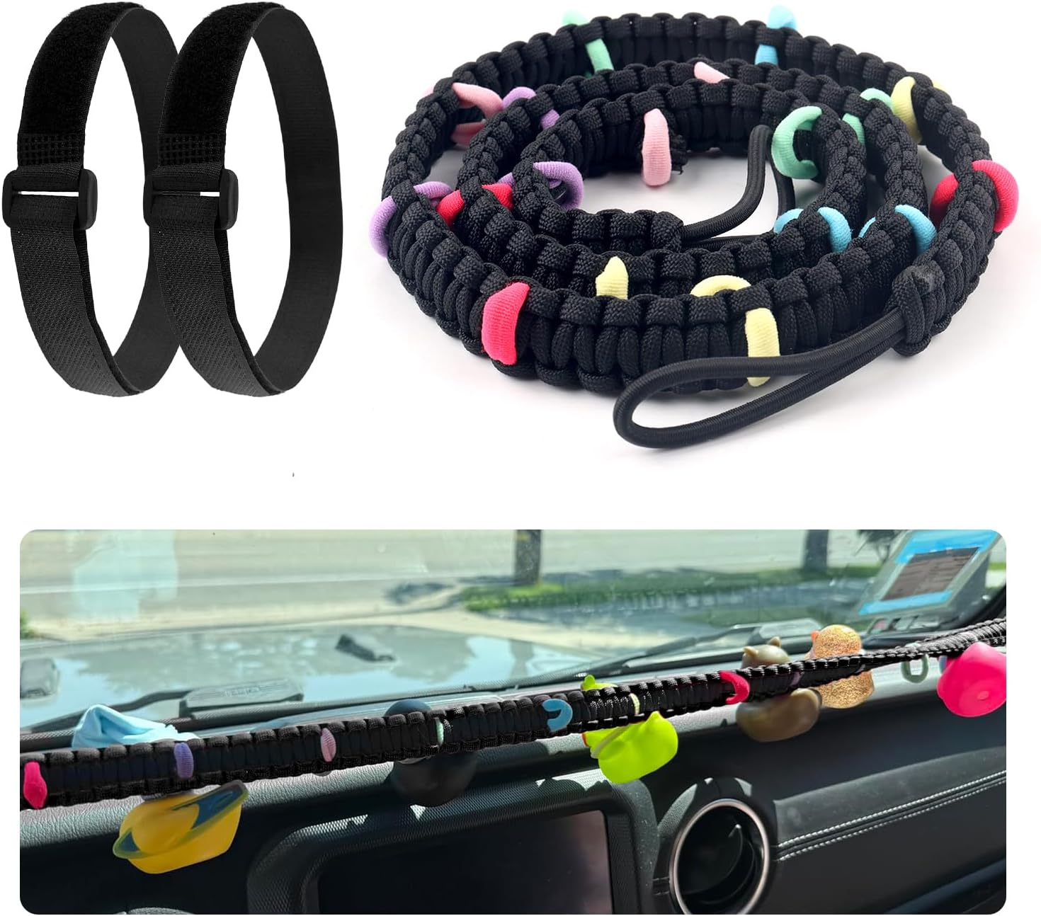 Compatible with Jeep Duck Holder Kit,Highly Elastic Duck Holder with 18 Colorful Elastic Bands,Cute Ducks Rope Holders Car Interior Accessories for Jeep Wrangler TJ JK JL