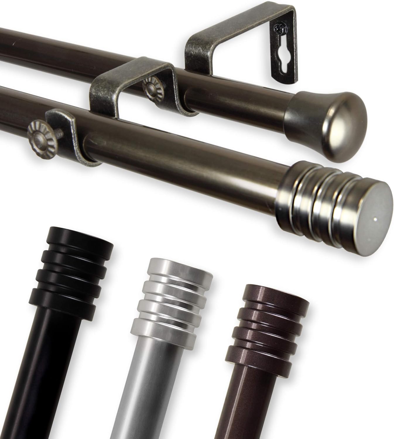 Lee Double Curtain Rod 28-48 inch - Black