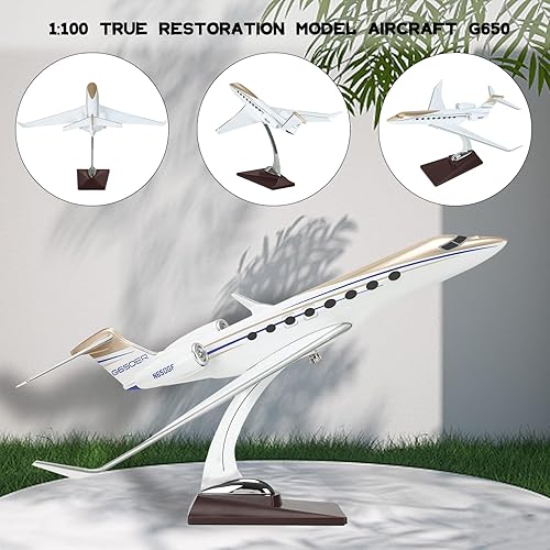Miniatura 3 de Gulfstream Jet Modelo 650 de 11.81 pulgadas, modelo de avión de avión de aleación a escala 1100 con soporte y caja para colección de decoración o