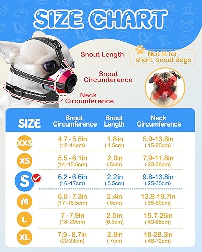 Miniatura 2 de Bistup Bozal para perros pequeños, antiladridos, masticar, bozales suaves con tres tiras reflectantes y cuello, permite beber jadear, bozal de tela