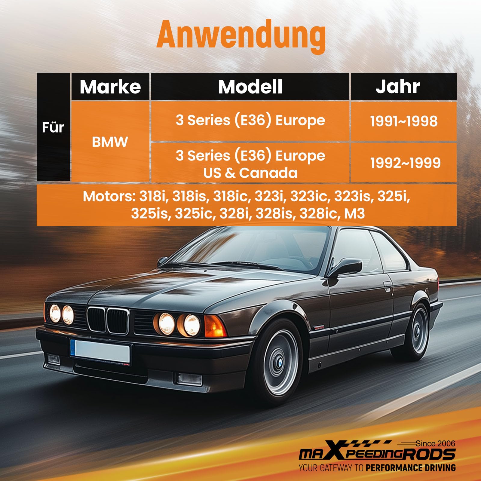 maXpeedingrods Piastre di camber caster Domlager Supporti superiori per BMW Serie 3 E36 325 91–98 rosso
