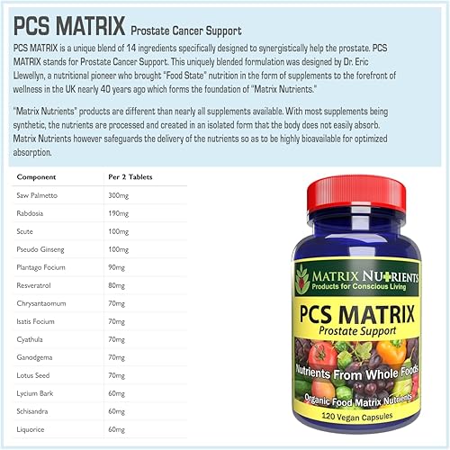 Miniatura 8 de PCS Matrix - Niveles más bajos de PSA para una próstata sana - Ingredientes 100% naturales Saw Palmetto, Rabdosia, Scute Plantago Focium,