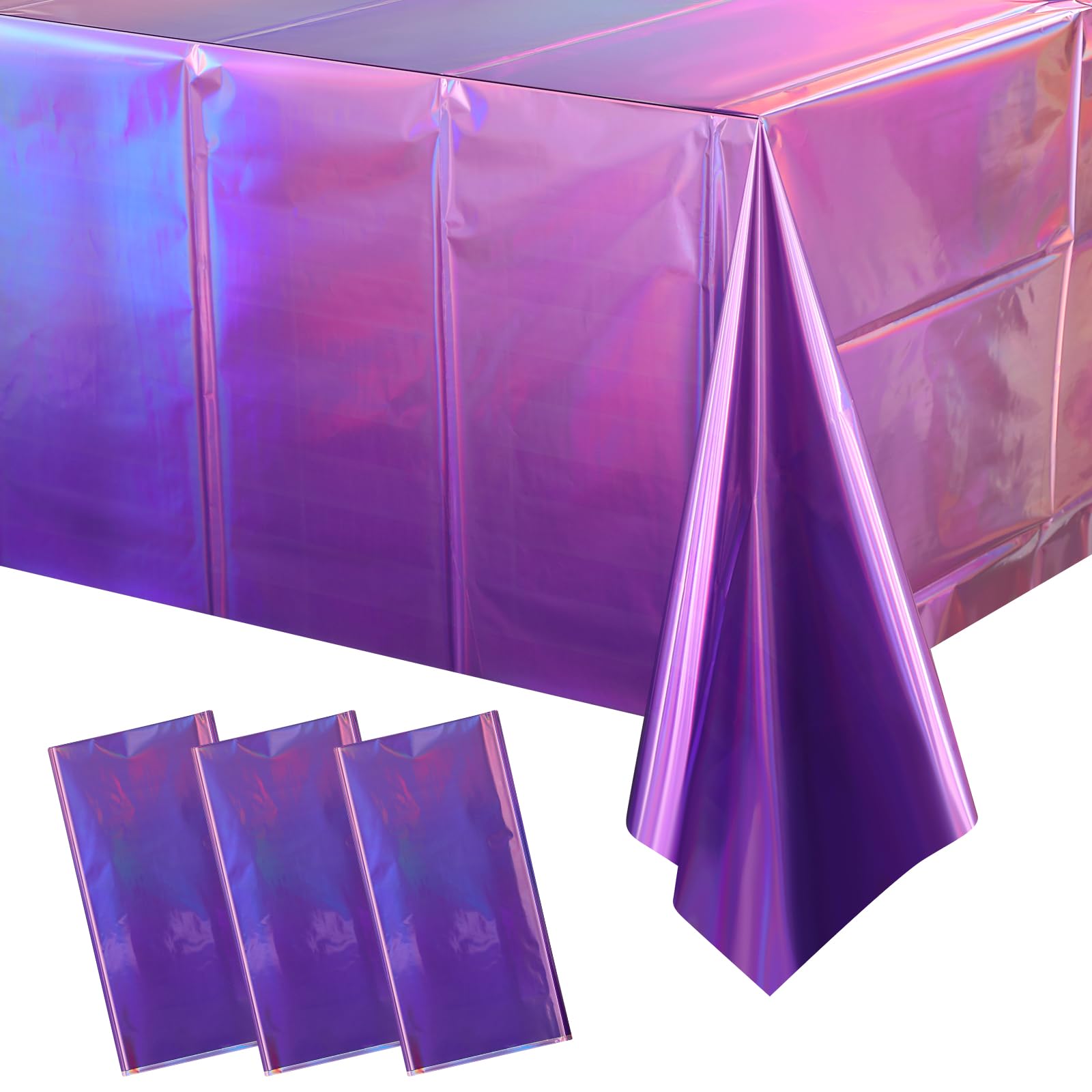 FunnyPars 3 Pack Ombre Iridescent Pink and Purple Plastic - tablecloths | Mubboo