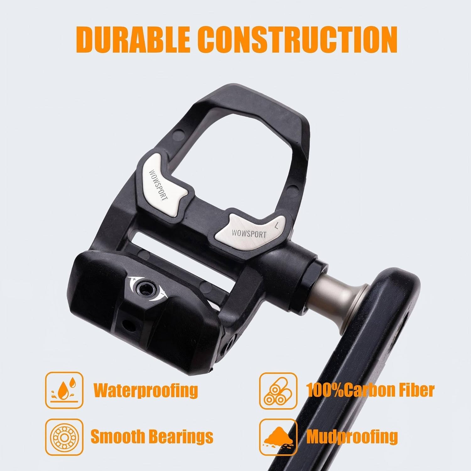 WOWSPORT Look Keo Road Bike Pedals - Lightweight Clipless Pedals with Sealed Bearings & Nylon/Carbon Body | 9/16″ Spindle, Compatible with Look Keo Cleats for Indoor & Road Cycling