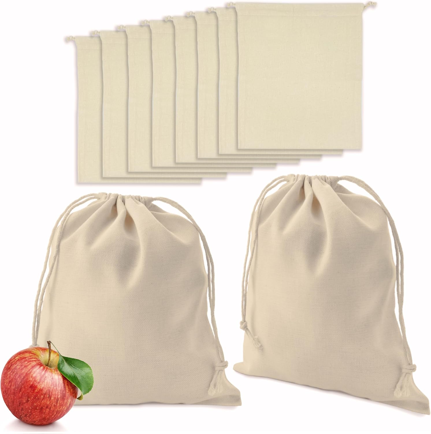 Lot De 25 Sacs En Coton Avec Cordon - Sacs Tissu 25x30cm, Certifiés Oeko-Tex - Pour Calendrier De L’Avent DIY, Emballage Cadeau, Rangement