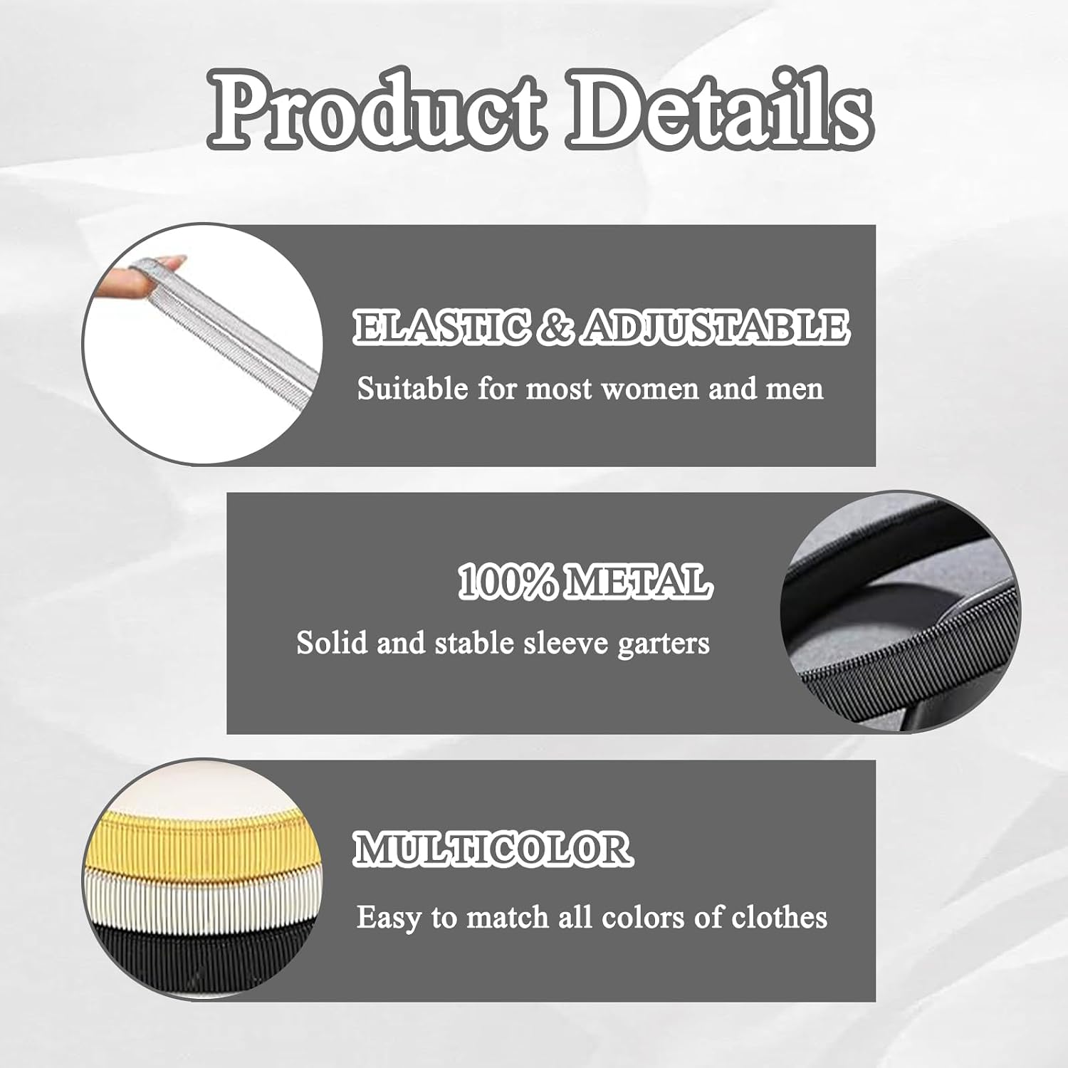 5 Pairs of Sleeve Garters for Women, Sleeve Holders to Hold up Sleeves for Men, Anti-Slip Elastic Arm Bands Accessories for Shirt, Fixing Long Sleeves for Men and Women