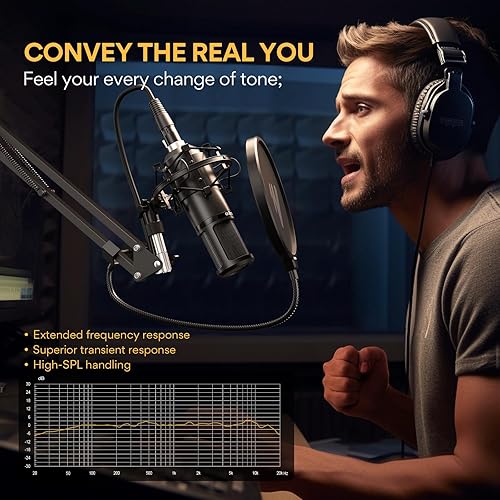 Miniatura 4 de MAONO Micrófono de condensador XLR, micrófono de grabación de estudio cardioide profesional para streaming, podcasting, canto, voz en off, vocal