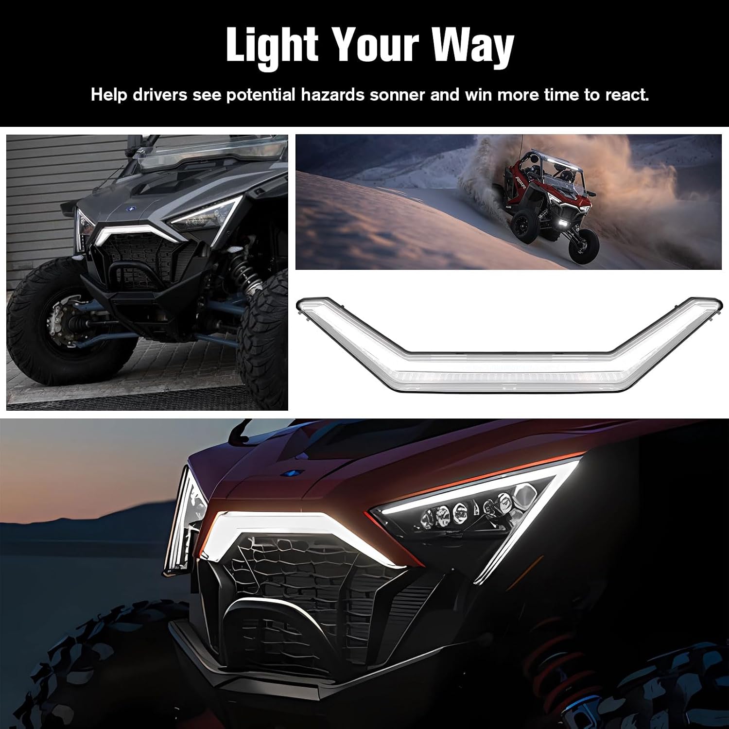 Front Accent Light Daytime Running Light, LED Center Grill Fang Light for Polaris RZR PRO XP/ XP4/ R/RZR Turbo R 2020-2023, 1PCS, Replace #2884346