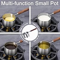 Vista 3 de Olla mini de acero inoxidable - calentador de mantequilla, 8.5 fl oz (250 ml) calentador de café/leche, mini cacerola para café, ideal