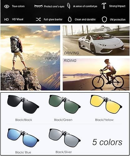 Miniatura 7 de Gafas de sol polarizadas con clip antirreflejos, protección UV, gafas de sol para conducir sobre gafas graduadas