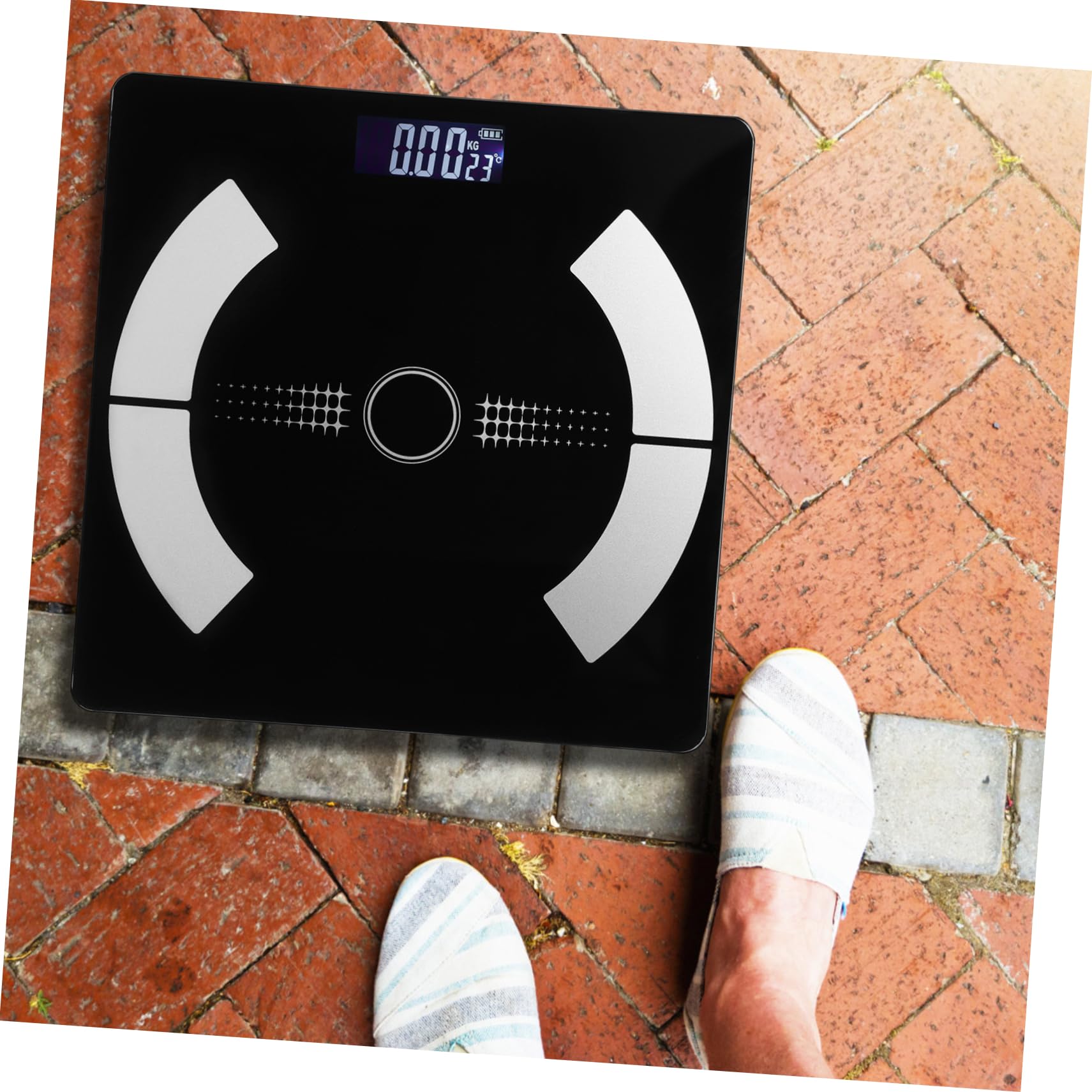 Báscula Digital para Peso y Grasa Corporal Negra de Vidrio | Carga Usb, Pantalla Digital de Lectura Clara, Uso Doméstico para Control de Salud y Fitness
