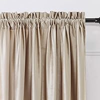 Vista 10 de Cortinas dorado oscuro de 108" para sala de estar, cortinas opacas de terciopelo con bolsillo para barra, para ventana, tratamiento de semi