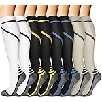 Sooverki Graduated Copper Compression Socks for Men & Women Circulation 8 Pairs 15-20mmHg - Best for Running Athletic Cycling