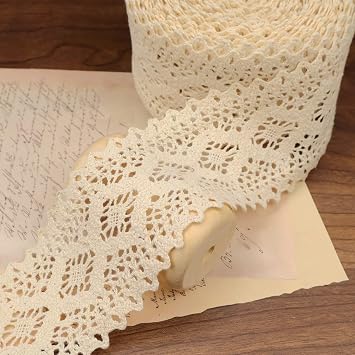 Vintage Lace Ribbon Cotton Lace Trim Crochet Sewing Lace for Crafts, Gift Package Wrapping, Bridal Wedding Decoration, Scrapbooking Supplies 10 Yards