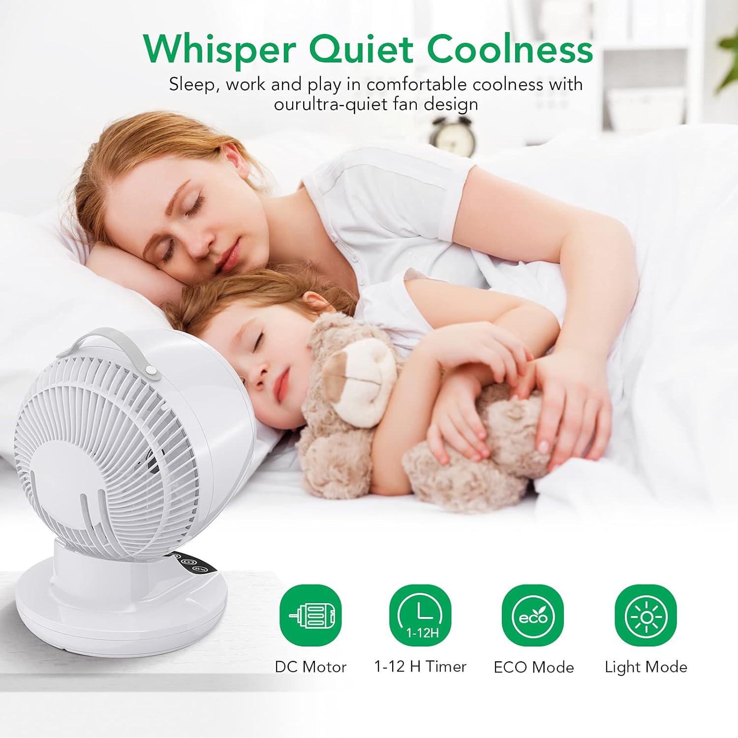 Whisper Quiet Coolness with sleeping child