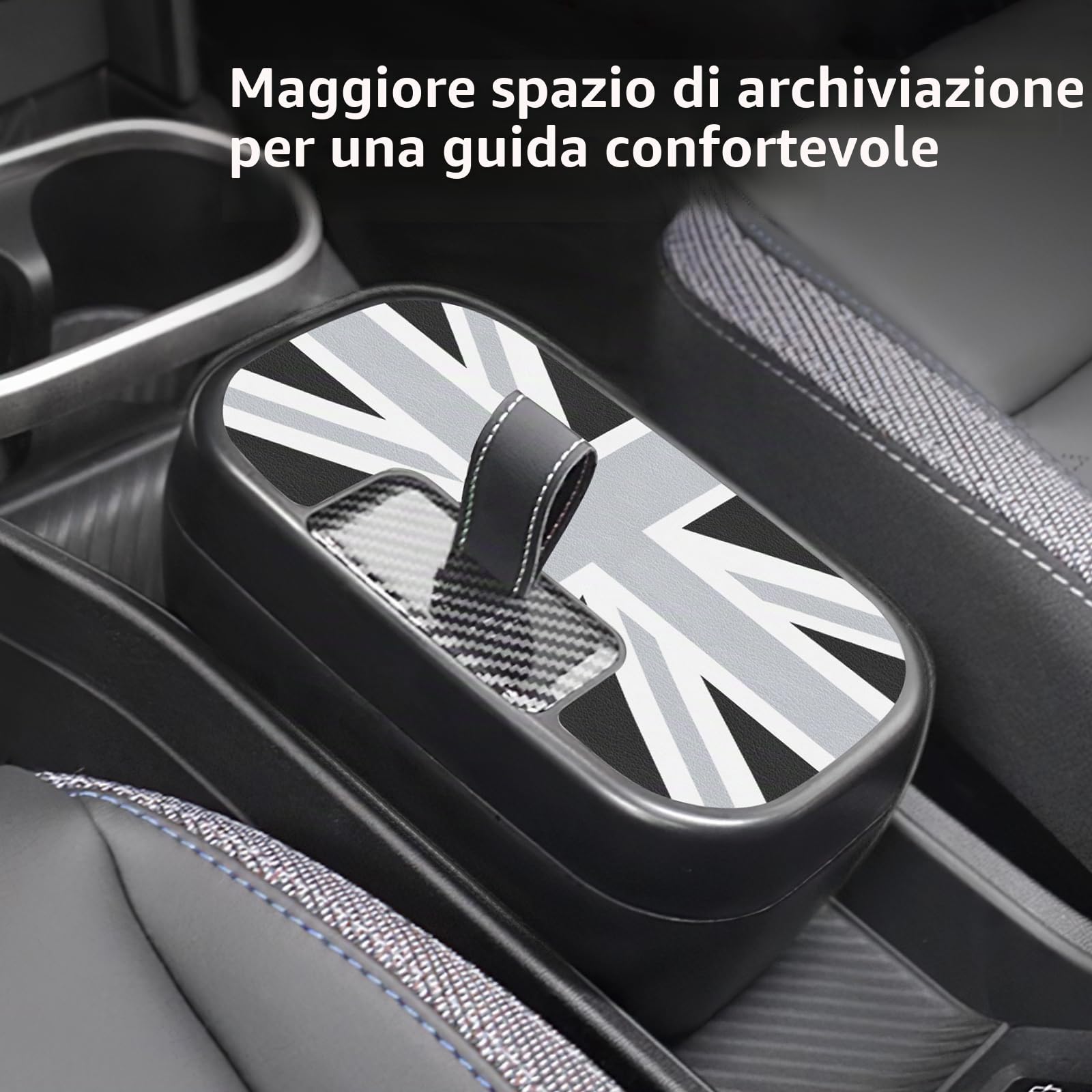 Scatola portaoggetti console centrale Vassoio organizer bracciolo per Mini Cooper S F65 F66 2024 2025 Accessori cambio automatico Vano portaoggetti nella console centrale Mini accessori (Grigio