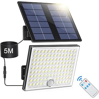 Realky Solar Lights for Outdoor Use with Remote Control, Outdoor Lamp with Motion Sensor, IP65 Waterproof Solar Light with 5 