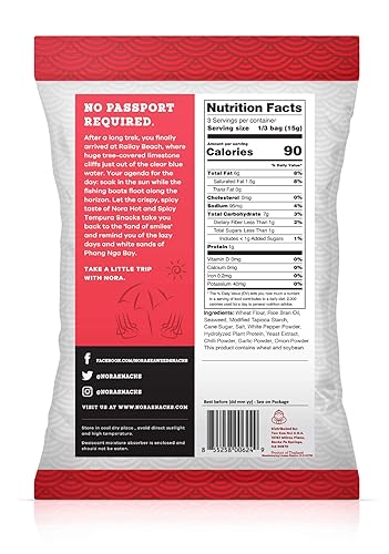 Miniatura 6 de Nora Bocadillos de algas marinas Tempura Original Bocadillo de algas marinas, 1.6 onzas