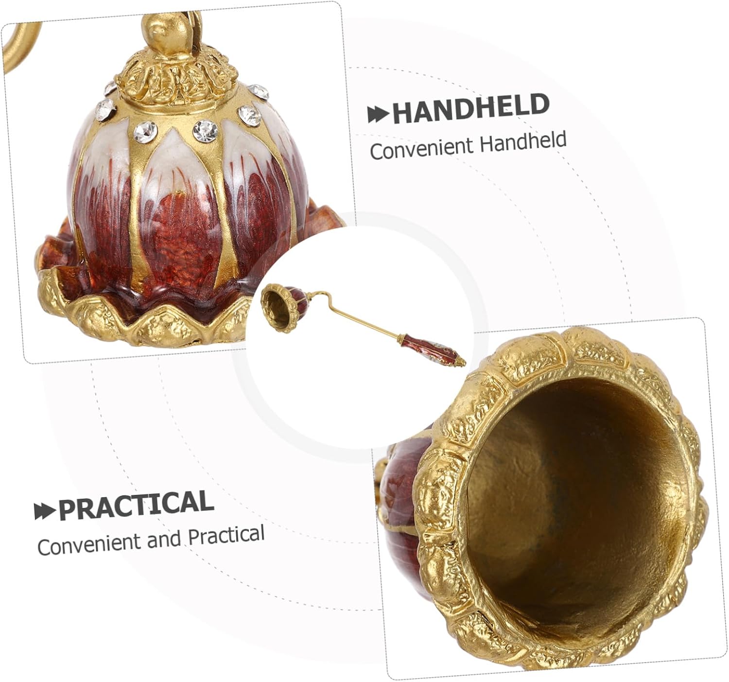 KALLORY Vintage Lotus Candle Snuffer with Long Handle, Metal Wick Extinguisher Tool for Candle Flame, Retro Flame Snuffer Accessory for Home Décor and Aromatherapy Use