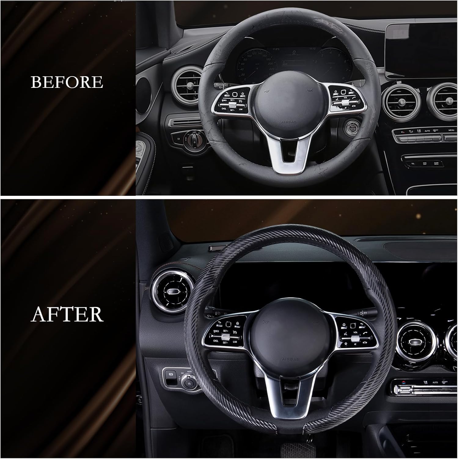 Aimato Car Steering Wheel Cover Carbon Fiber, Ultra-Thin Car Steering Wheel Cover,Comfortable & Breathable Microfiber,Universal Fit for Most Cars, Matte Black - Image 7