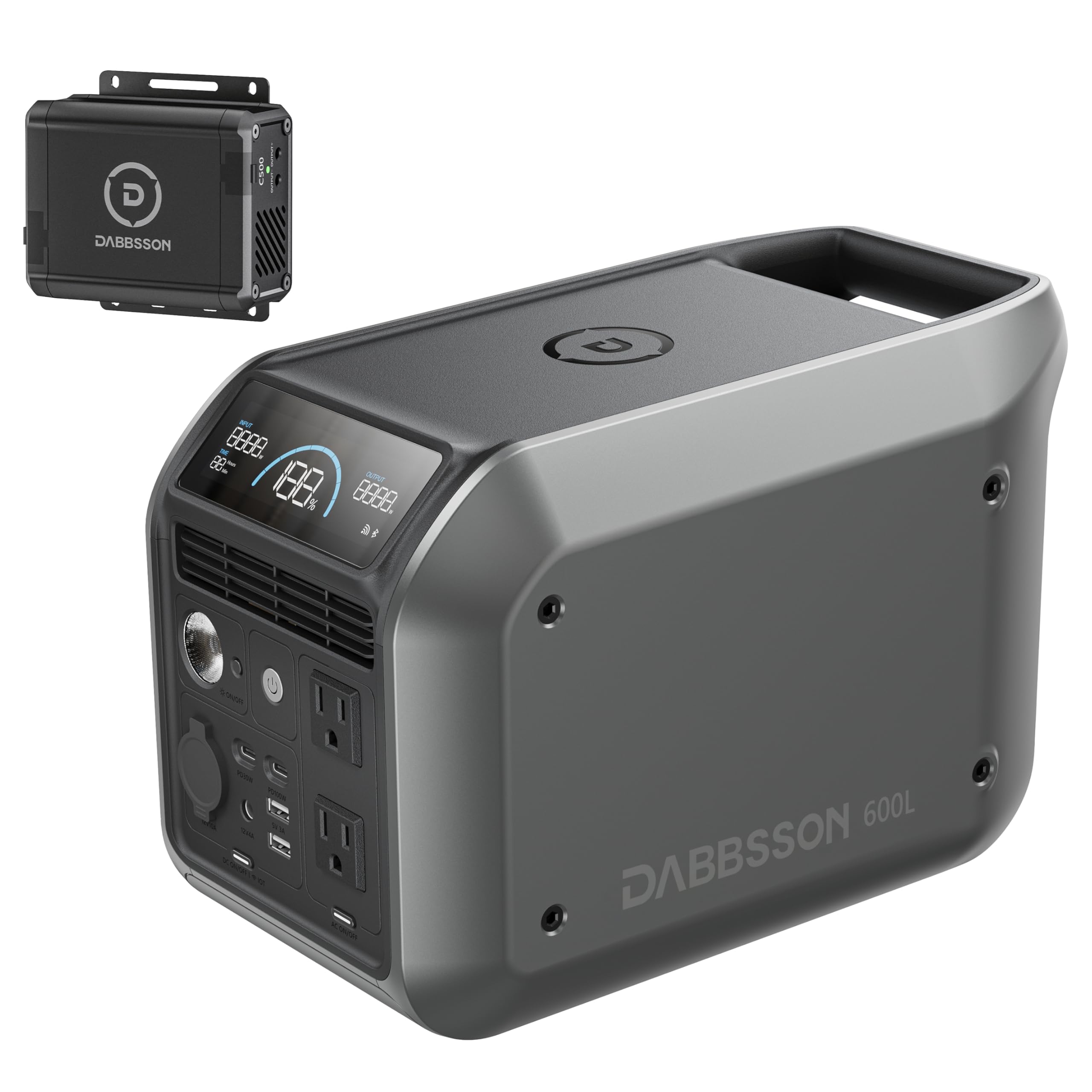 Dabbsson 600L Portable Power Station with Charger S,768Wh 600W Solar Generator,560W Alternator Charger, Up to 900W AC Output,1.5X Extended Runtime,Recharge 100% in 1.6 Hrs,for Camping RV Home