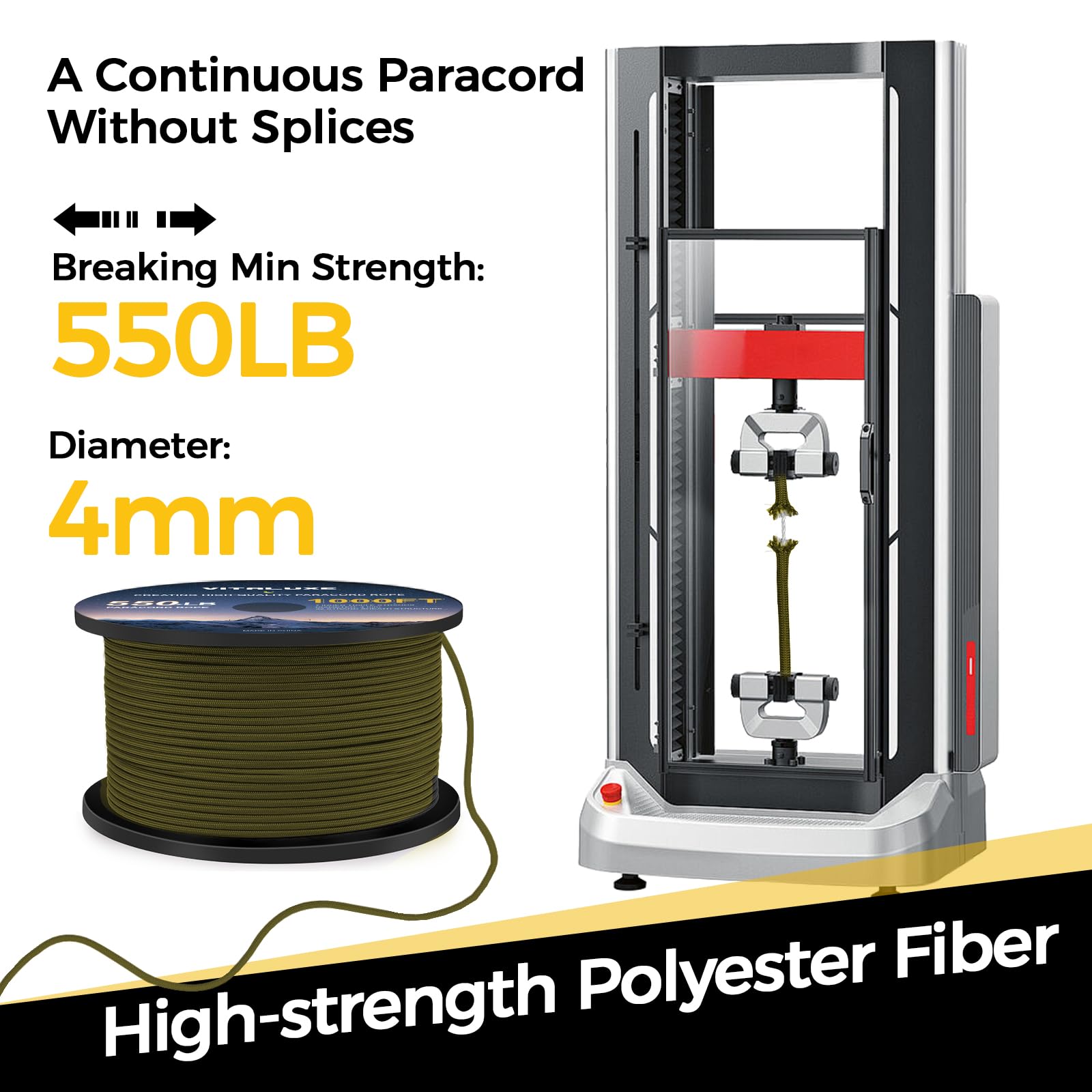 Paracord 550 linka użytkowa 4 mm, 7 potrójnych żyłek, linka spadochronowa do sprzętu survivalowego, biwakowania, wędrówek i bransoletek DIY, breloków, akcesoriów, typ III, 1000 m, zieleń