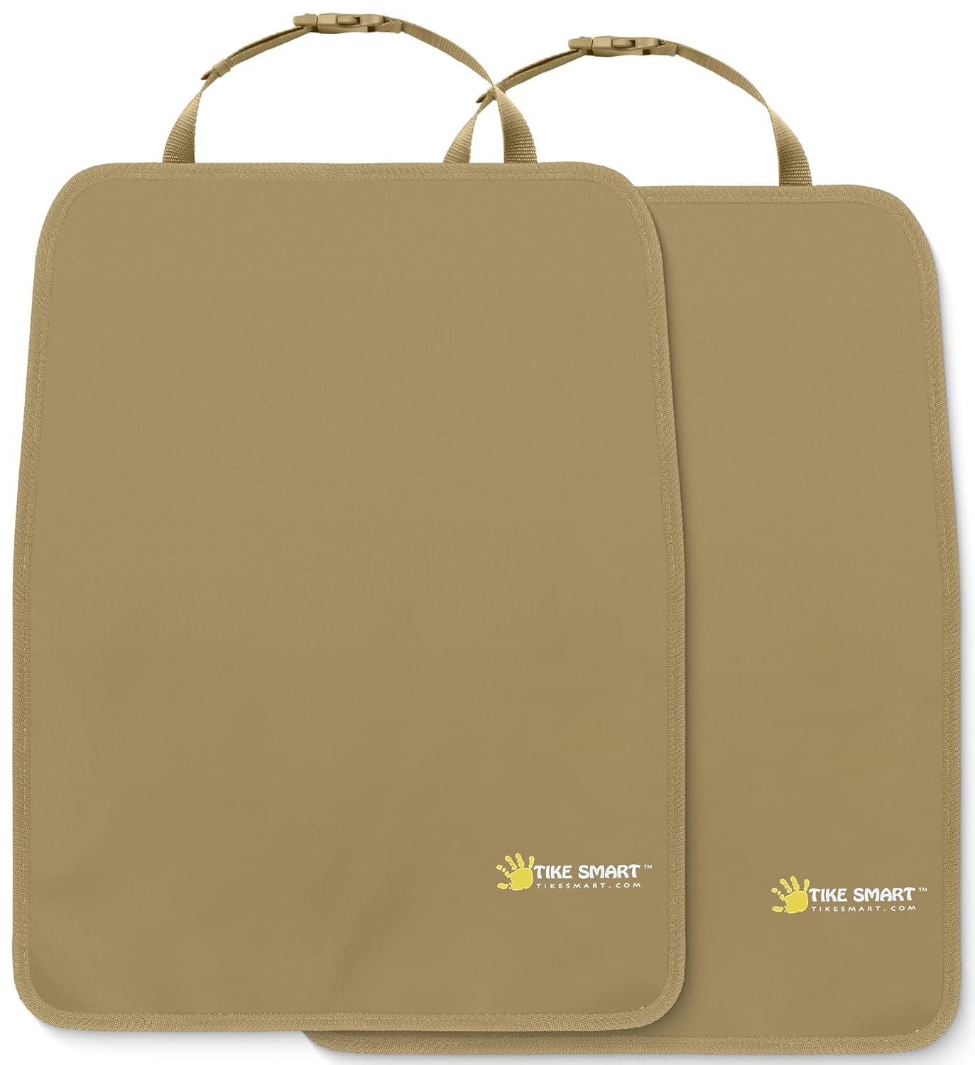 Luxury Clean-Edge Kick Mats - Tapered Design Seat Back Protectors and Seat Covers with Invisible Strap and Stiff Edging (2 Mats)