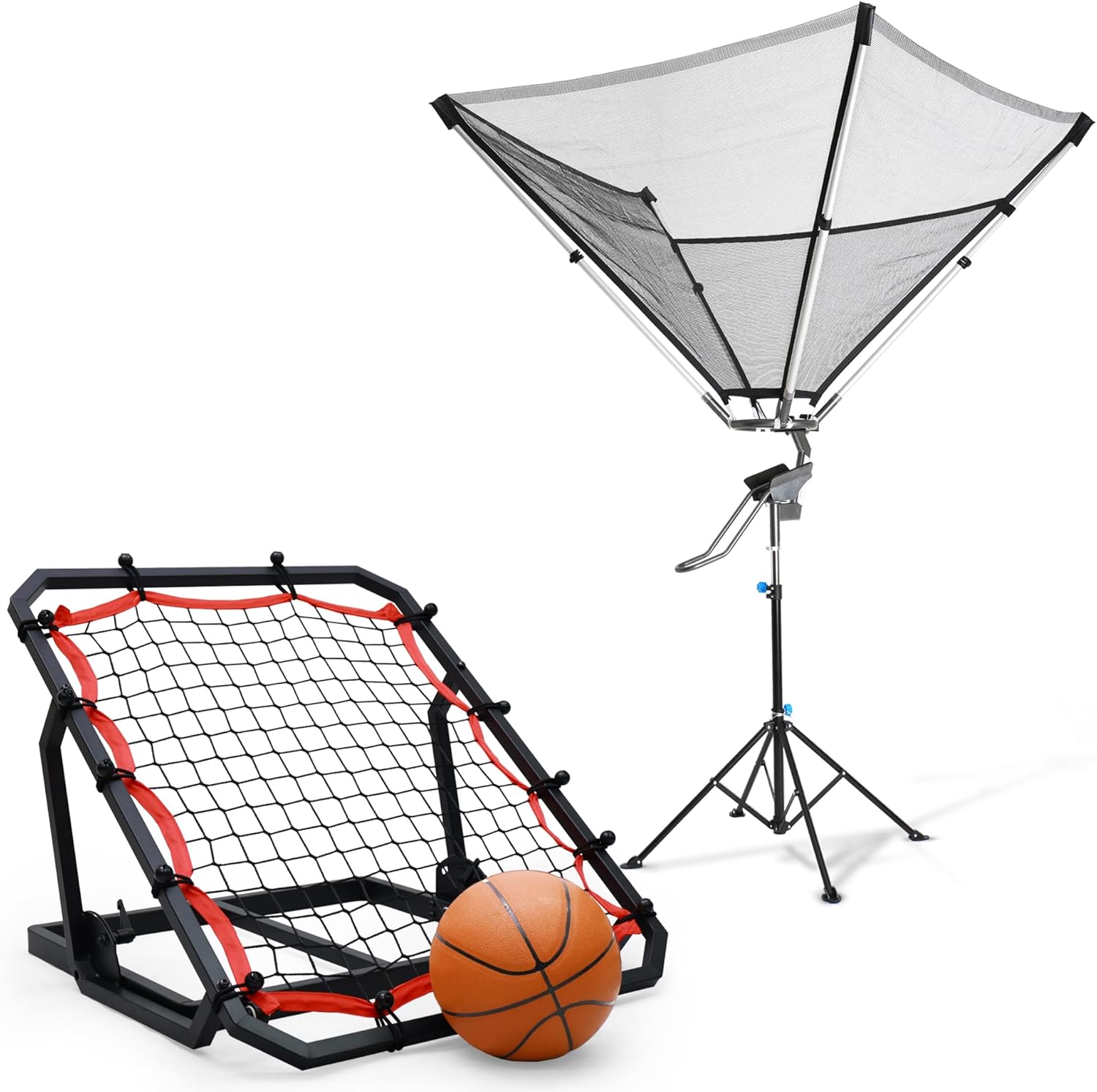 SwishGrid Basketball Rebounder Return Machine and Floor Rebounder & Soccer Pro