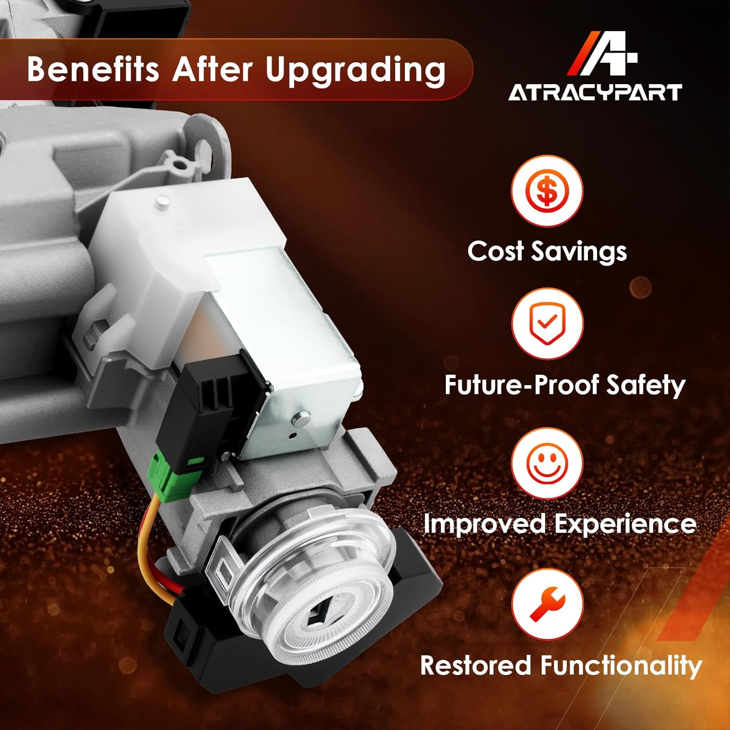 Ignition Switch Lock Cylinder, Compatible with 2012-2014 Honda Civic 1.8/2.4L, Assembly w/Remote Key (ID46 Chip 433MHZ Freq), Left Door/Fuel Cap Lock, Replaces# 72185-TR0-A01