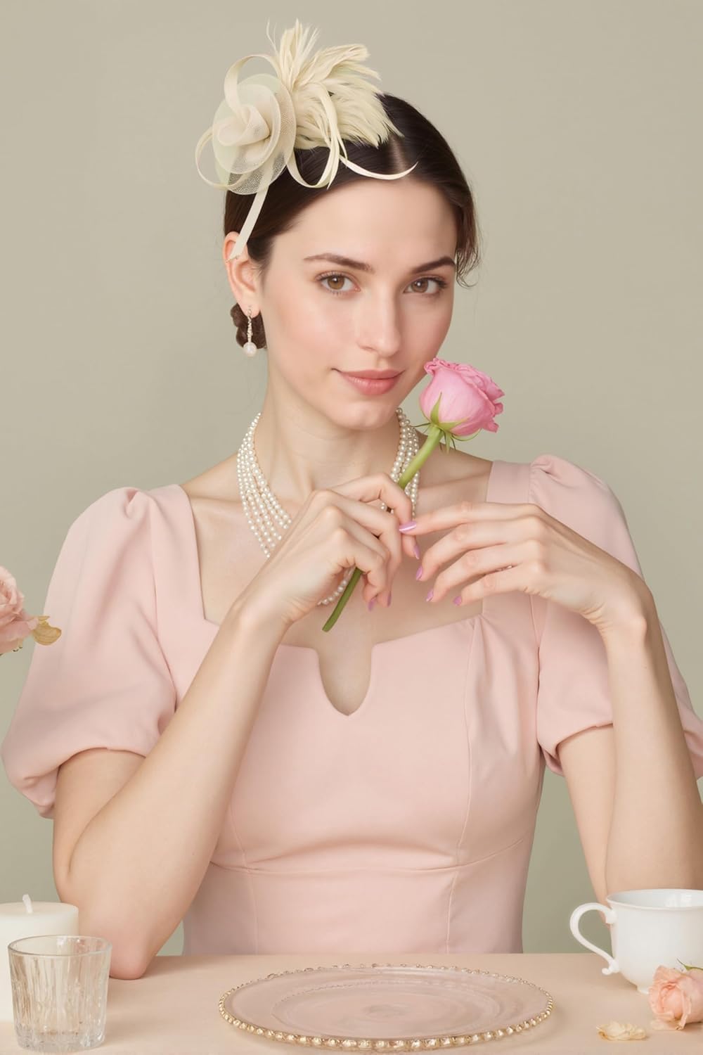 BABEYOND Fascinators Hats for Women - Tea Party Hats Kentucky Elegant Tulle Mesh Feather Bridal Wedding Headband Hair Clip - Image 5