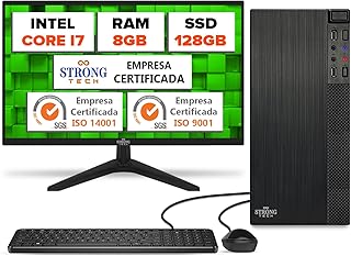 Computador Completo Pc Cpu Intel Core i7 8GB SSD 128GB Monitor 17 Hdmi Strong Tech