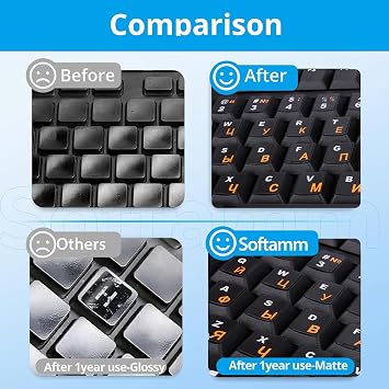 Russian Keyboard Stickers[5 in 1], Cyrillic Keyboard Letter Replacement Sticker with Black Background and Orange Lettering for Computer, Laptop, Notebook, Desktop