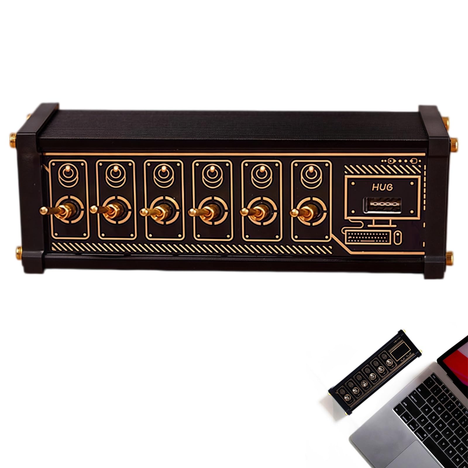 6 Ports USB Switcher, Retro USB C Hub Docking Station with I