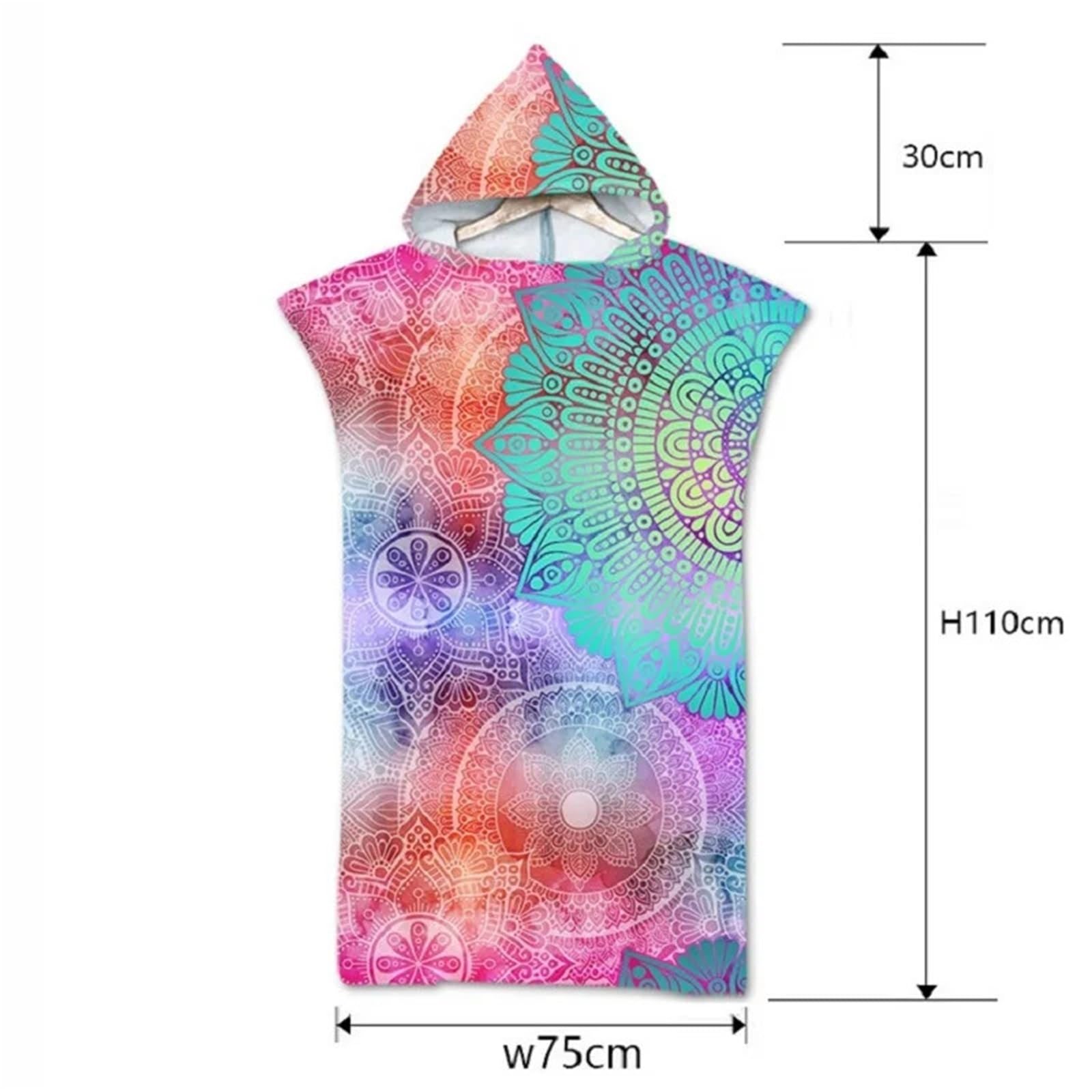 Mikrofaser-Badetuch mit Kapuze, Umhang for Erwachsene und Damen, Boho-Bademantel, Badestrandtücher, Surfponcho, Strandmode, Umkleidemantel(Color08)